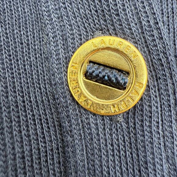 Lauren Ralph Lauren Navy Cotton Jacket Sweatshirt Gold Logo Buttons Women's 1X - Picture 10 of 10